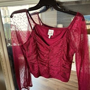Girls size large Belle Dujour sheer sleeve long sleeve top